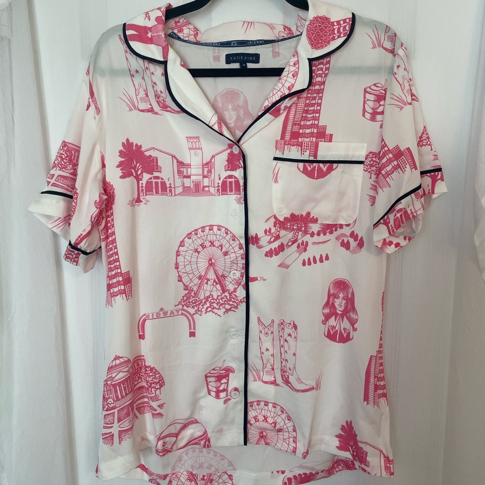 Katie Kime Dallas Toile Woven Shorty Pajama Set NWT